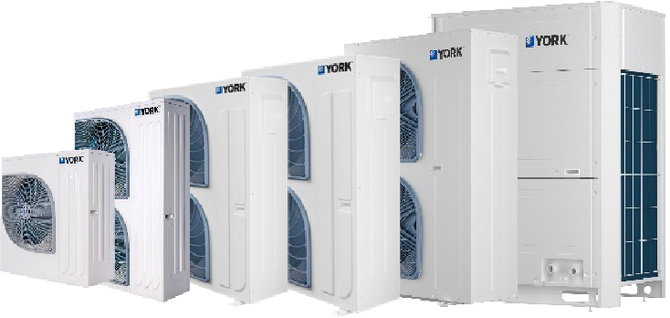 YORK YVAG-Z series outdoor heat pump reference image; configurations vary